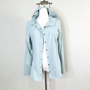 Kuhl Sierre Hoody 8328 Womens Small Light Blue Snap Front Roll Tab Hiking Shirt
